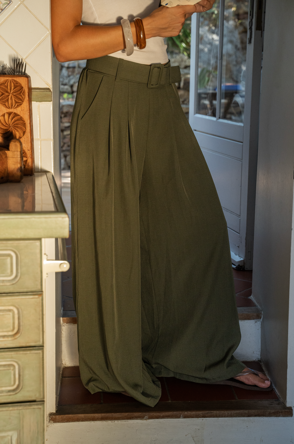 Pantalon palazzo à pinces