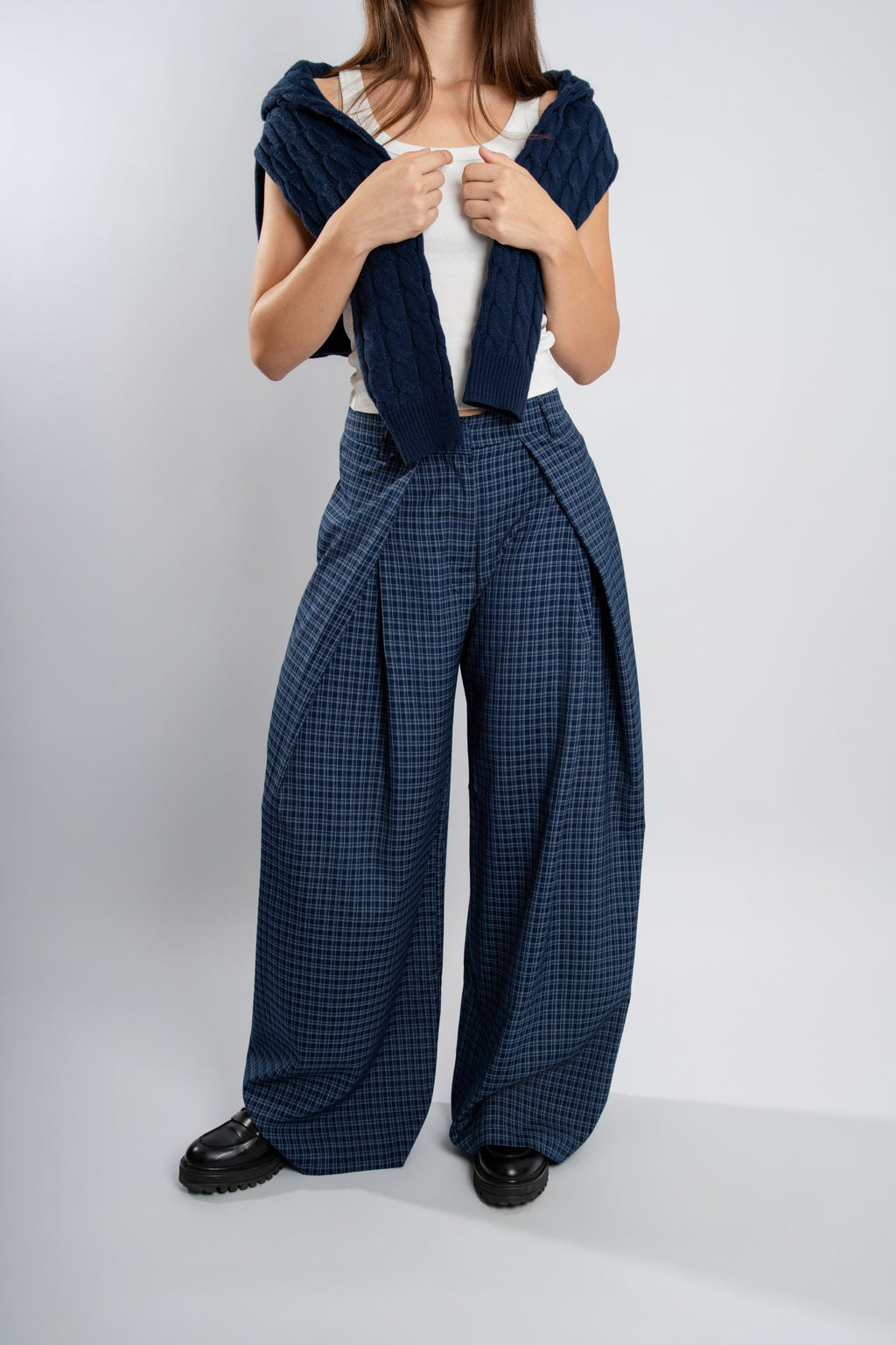 Pantalon large à carreaux