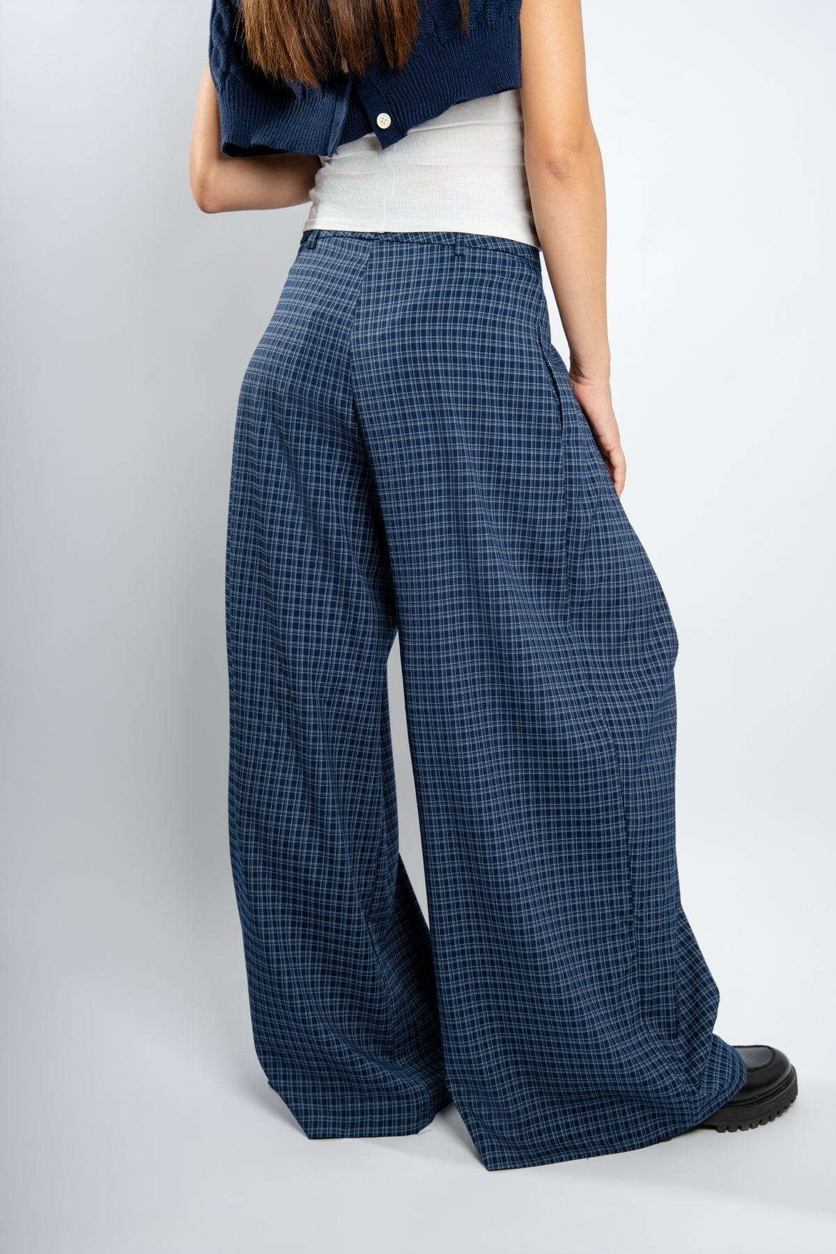 Pantalon large à carreaux