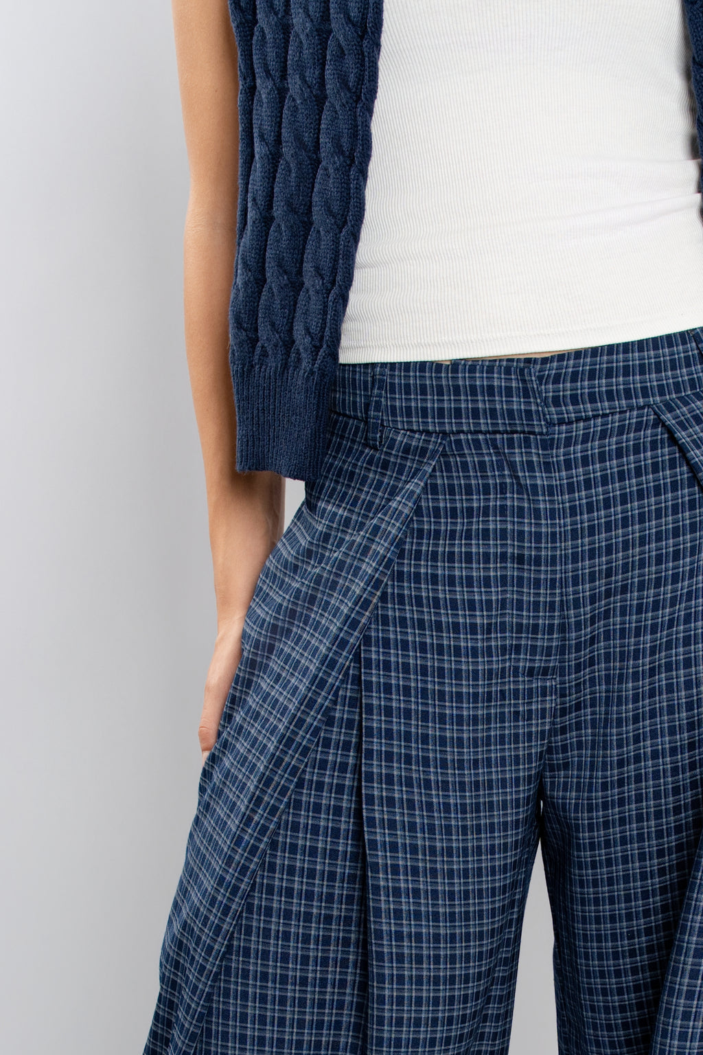 Pantalon large à carreaux