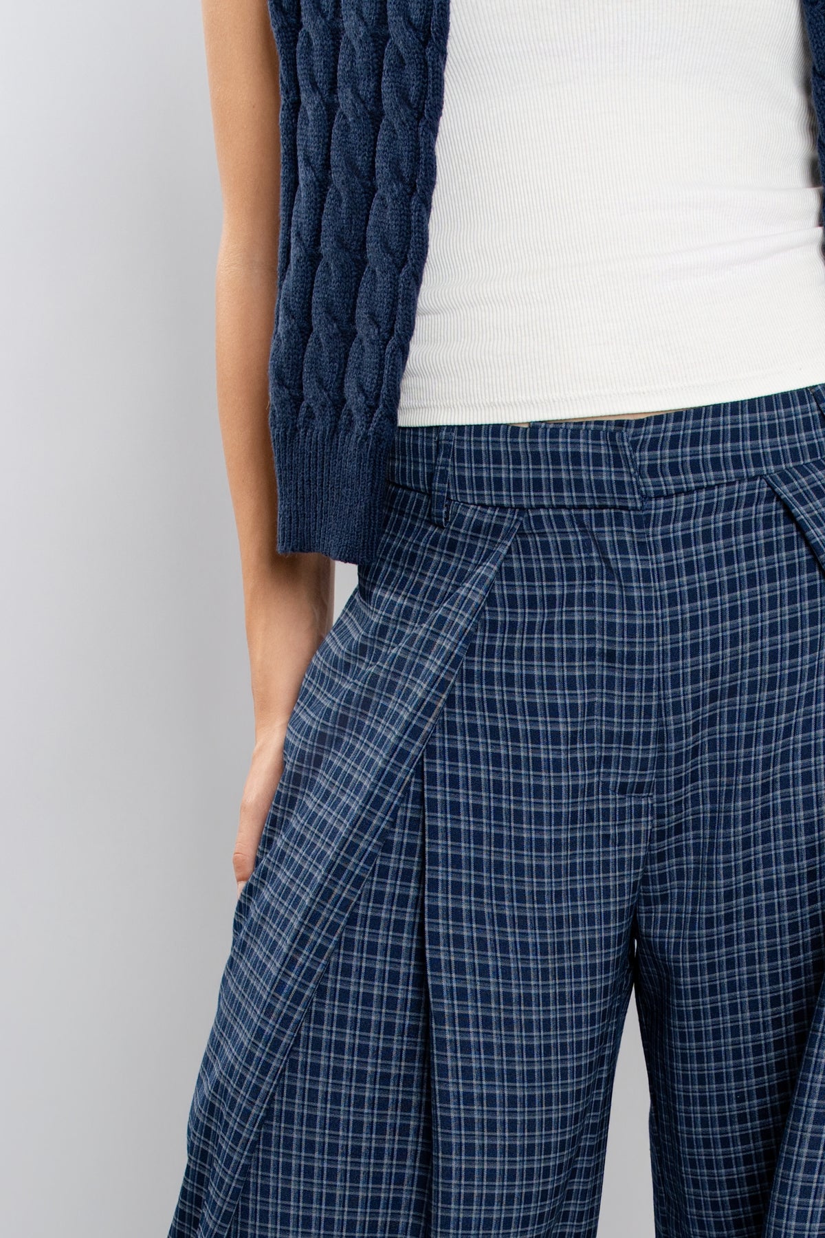 Pantalon large à carreaux