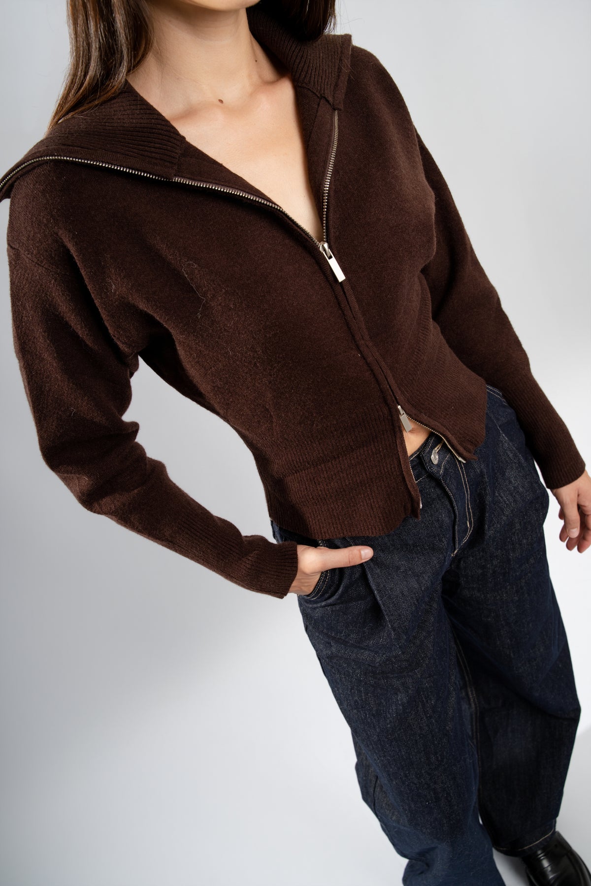 Gilet double ZIP Chocolat