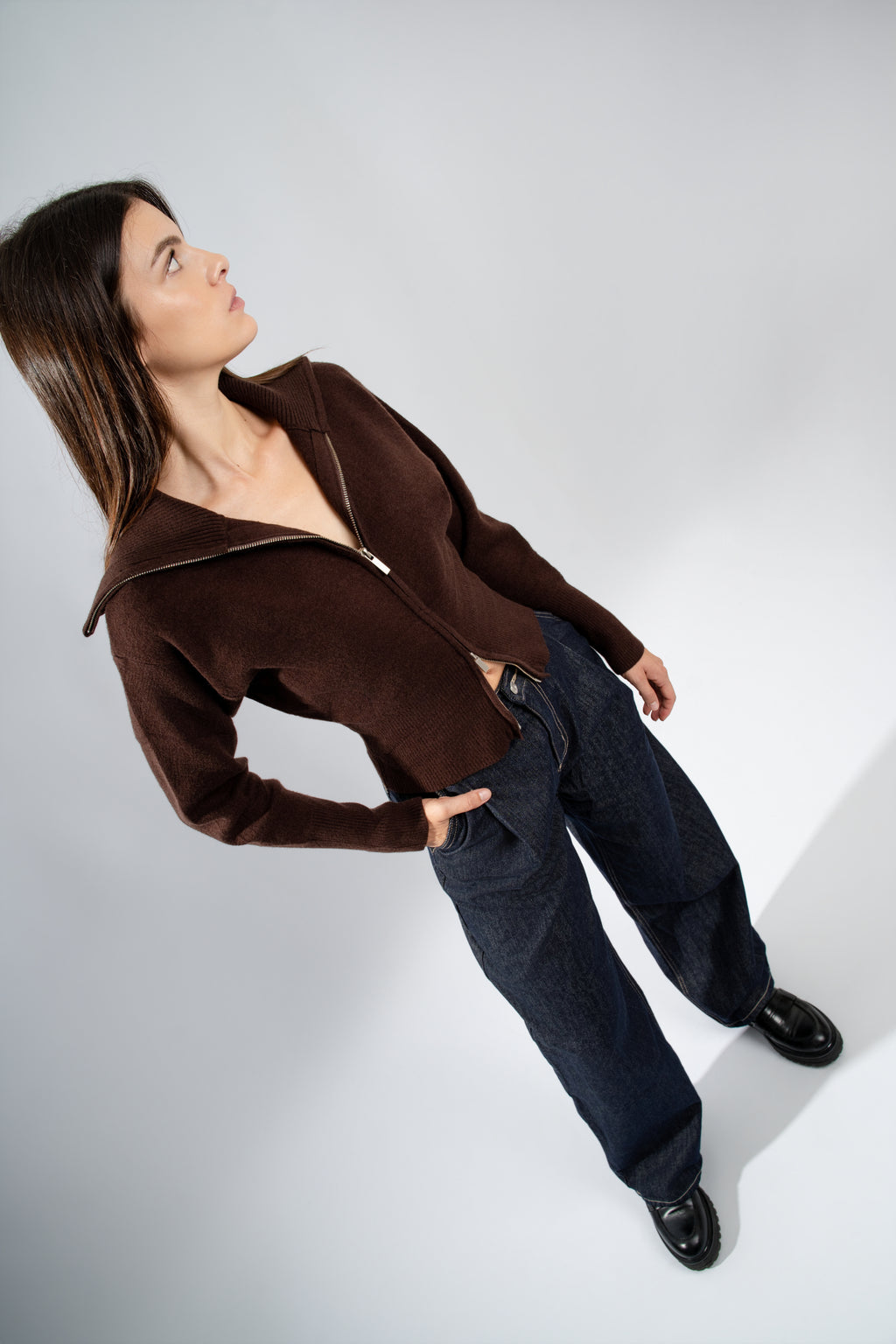 Gilet double ZIP Chocolat